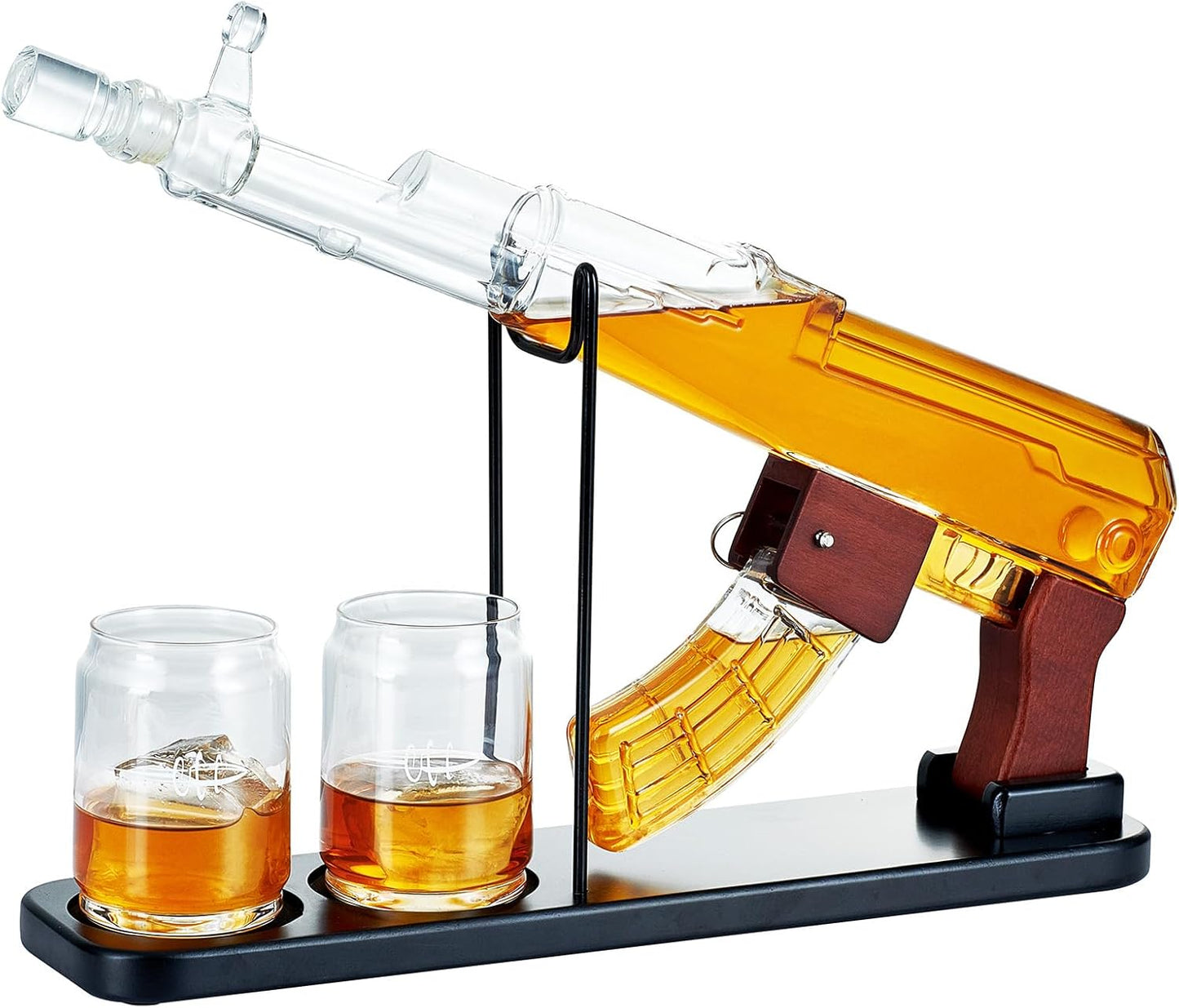 Birthday Gifts for Men Dad, Whiskey Decanter Sets for Men - Gun Decanter, Detachable Magazine & 2 Bullet Shot Glasses, Liquor Dispenser for Bar, Anniversary Military Fathers Present for Brother