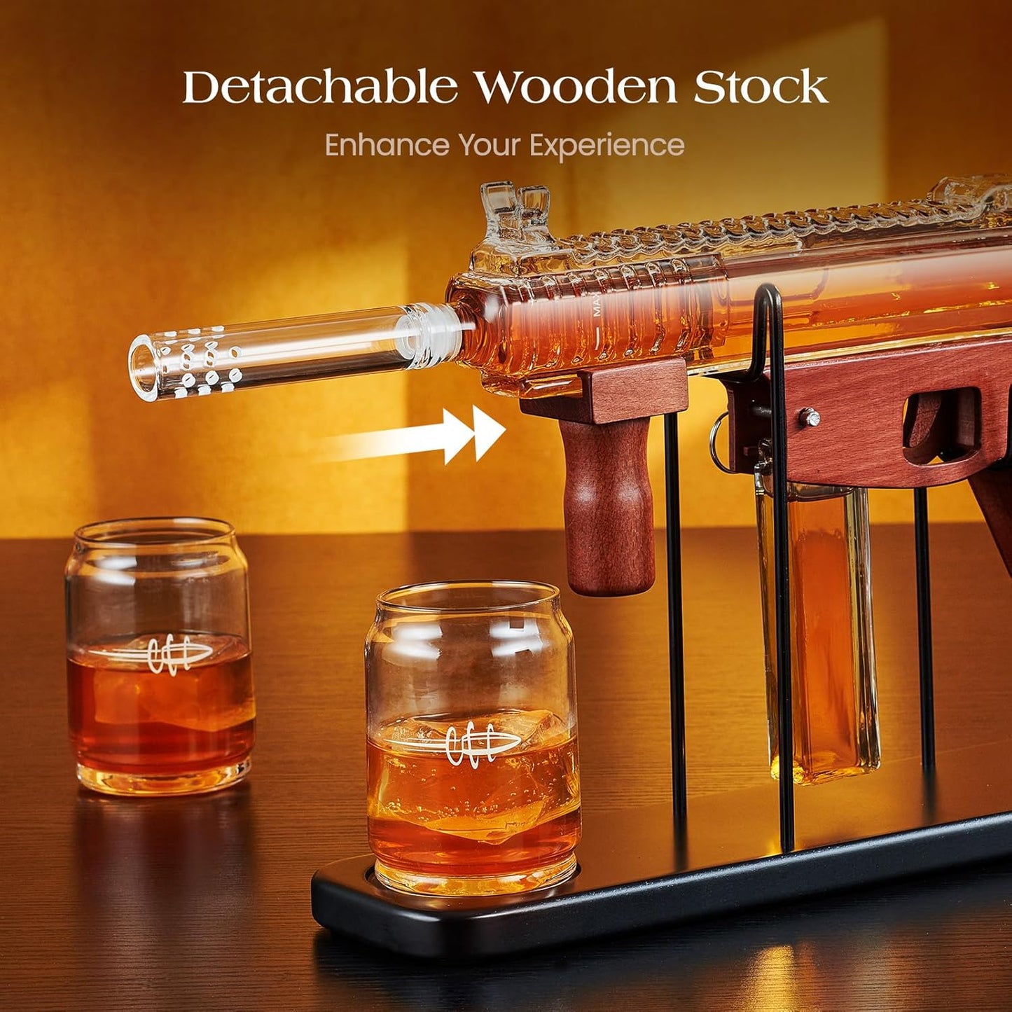 Gifts for Men Dad,  Gun Whiskey Decanter Set-Limited Edition, Liquor Decanter with Bullet Shot Glass, Cool Anniversary Birthday Gifts for Him Husband, Military Present for Home Bar Drinking
