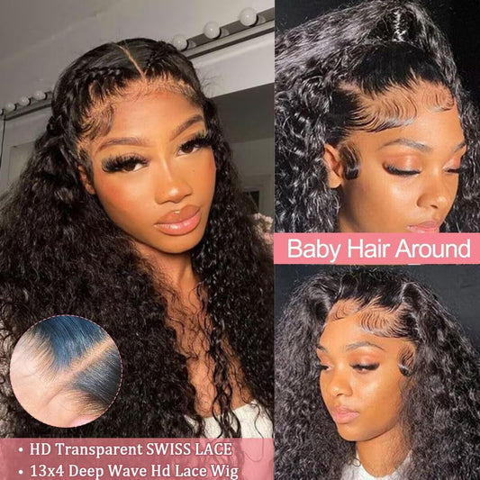 Deep Wave 13x4 Transparent Lace Front Wig