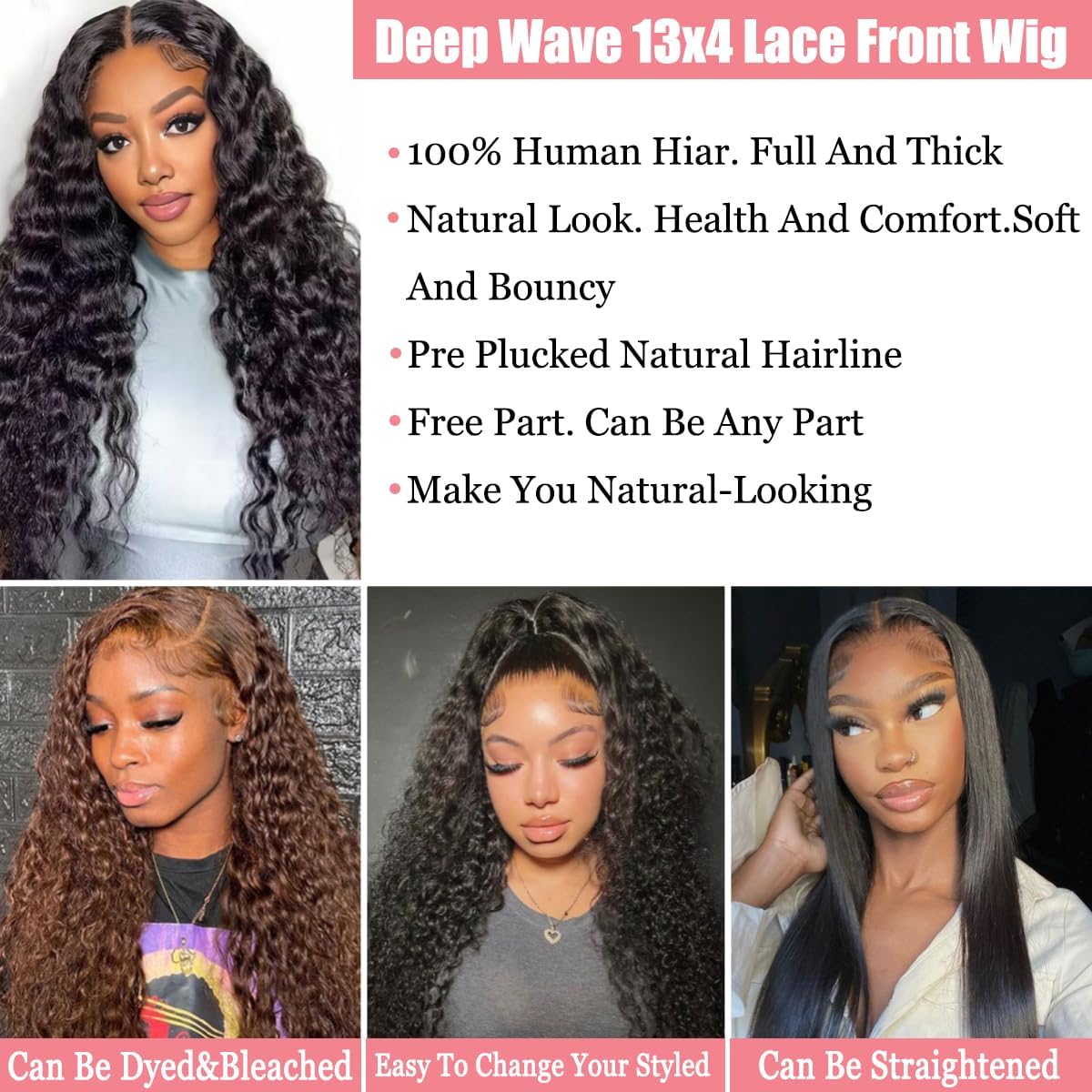 Deep Wave 13x4 Transparent Lace Front Wig